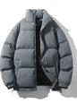 Men's Full Size Padded Zip Up Puffer Jacket Plus Size - Dark Gray -