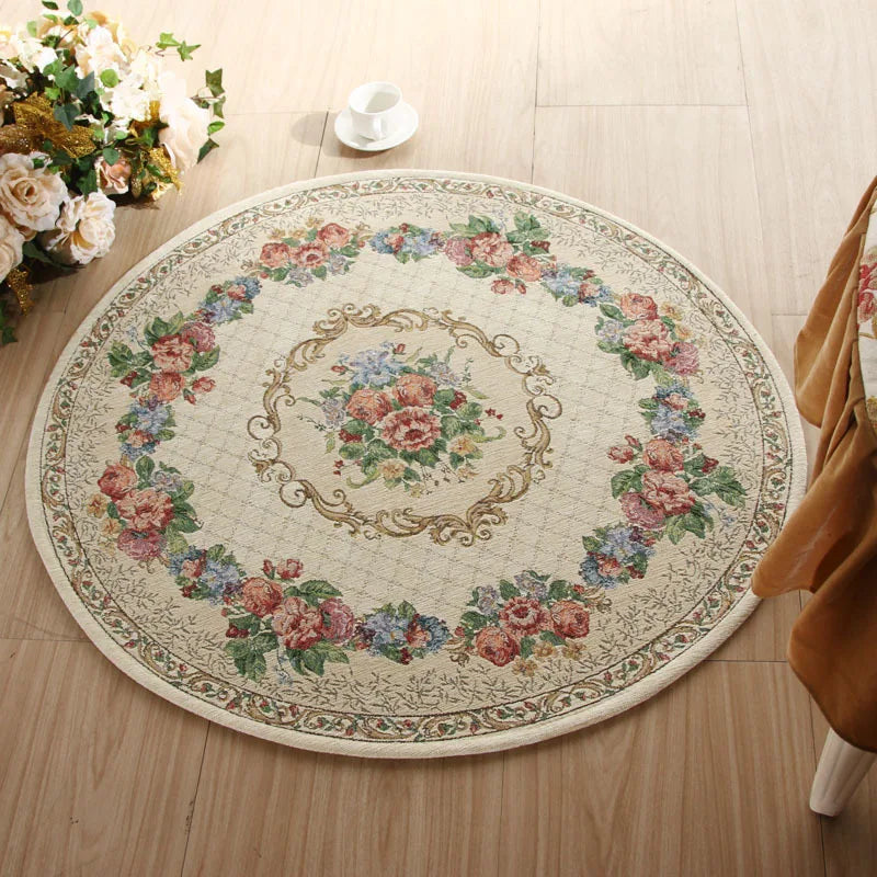 Chenille Circle Turkish Carpet Non-Slip Machine Washable Manageability