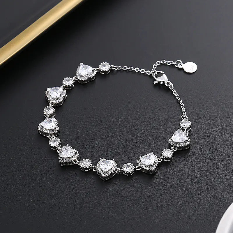 Heart-Shaped Platinum Bracelet