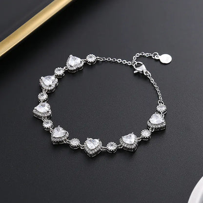 Heart-Shaped Platinum Bracelet