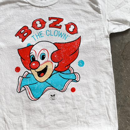 Retro 'Bozo The Clown' Washed White T-Shirt- Parallel- {{Product type}}