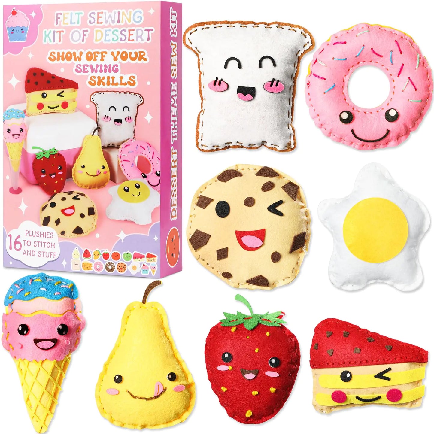 16 Sets Food Themed Sewing Kit for Kids - Food - sewing kit