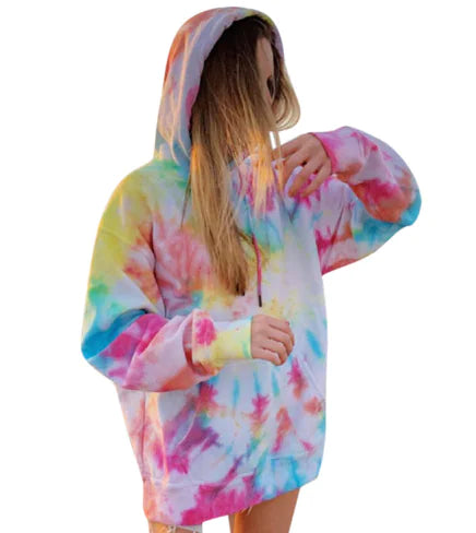 Gradient Tie-Dye Long-Sleeved Hooded Sweater - Kia Day Design