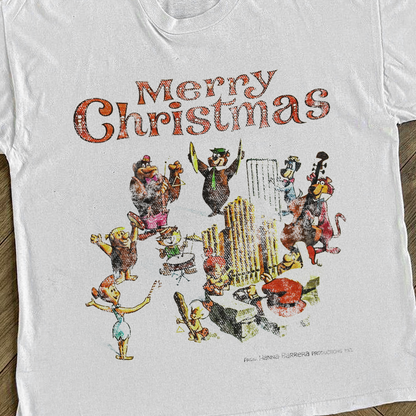 Hanna Barbera 60s 'Christmas Band' Vintage Washed White Tee - White - T-Shirt