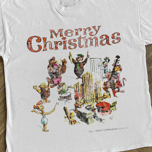 Hanna Barbera 60s 'Christmas Band' Vintage Washed White Tee - White - T-Shirt