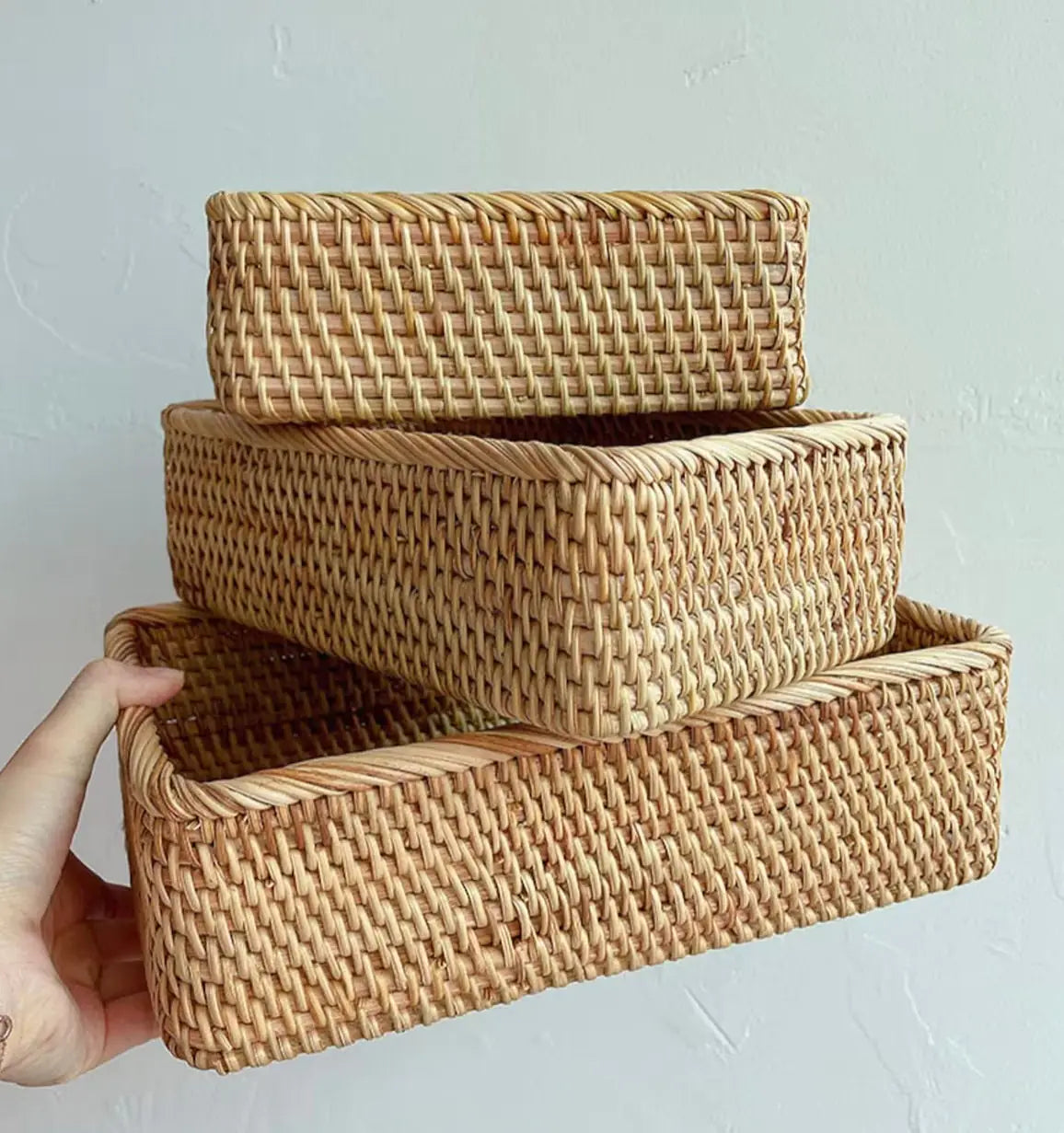 Handmade Rattan Tray Basket