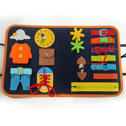Toddlers Montessori Educational Busy Board 2 Pages Blue