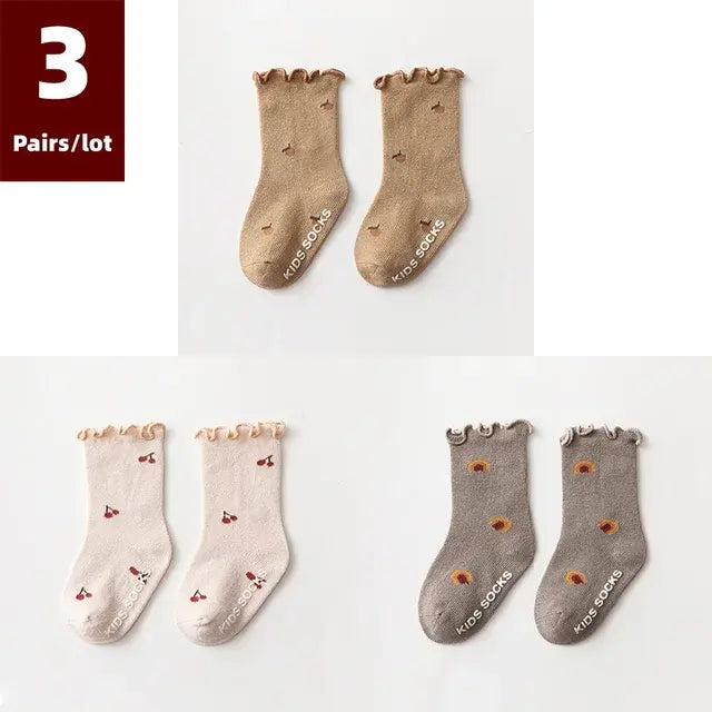 3 Pairs of Anti-Slip Childrens Socks - Kia Day Design