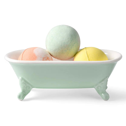 Decorative Ceramic Clawfoot Bathtub Soap Holder - Bright Teal - soap tray