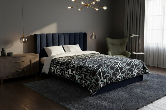 Modern Geometric Microfiber Duvet Cover - King White - duvet
