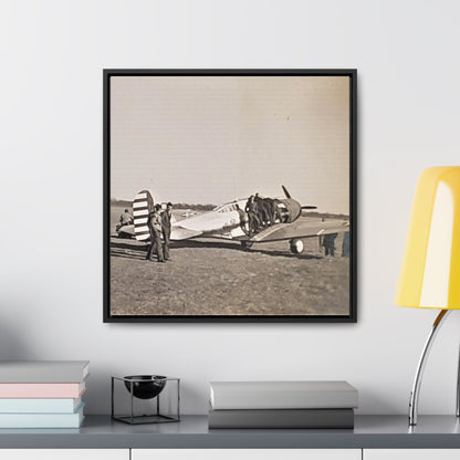 Army Pursuit Plane Ames Airport 1939 Gallery Canvas Wraps Square Frame 20″ x 20″ 1.25" Black