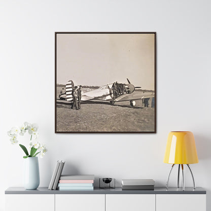 Army Pursuit Plane Ames Airport 1939 Gallery Canvas Wraps Square Frame 36″ x 36″ 1.25" Walnut