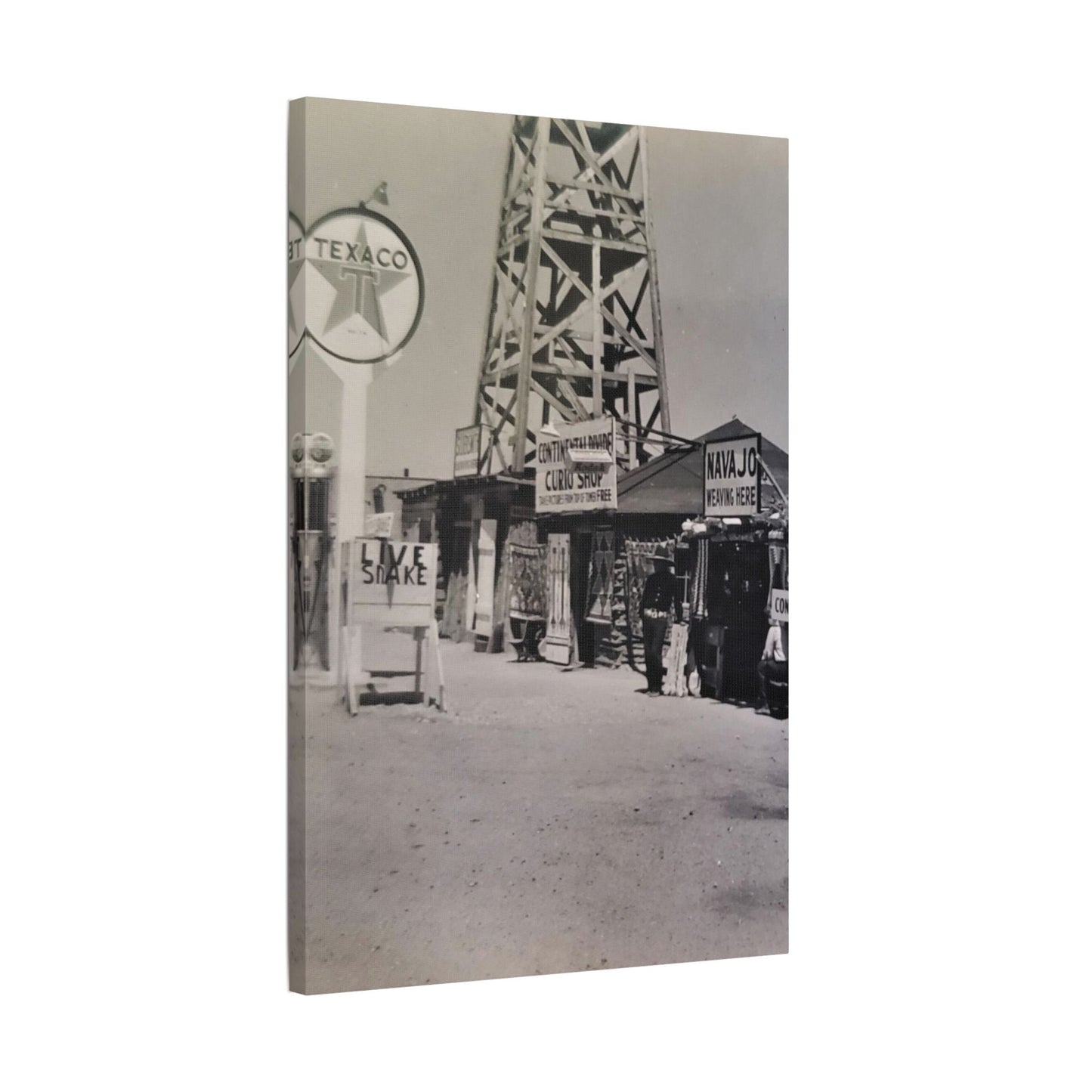 Texaco Station Continental Divide Satin Canvas Stretched