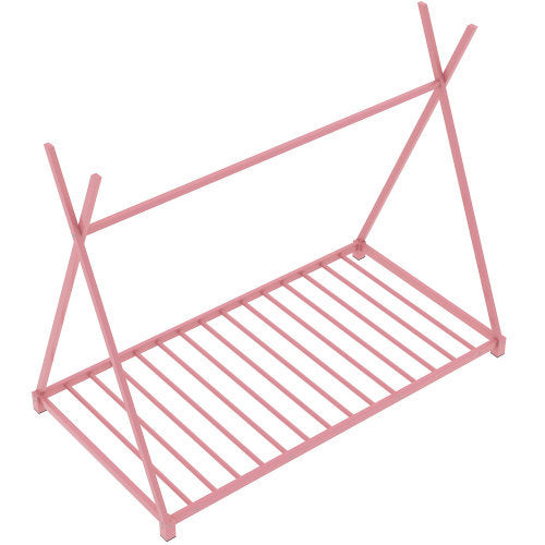 Metal Twin Size House Platform Bed With Triangle Structure - - bed frame