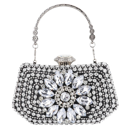 GlamourNite Rhinestone Clutch for Women - #2313-black - handbag