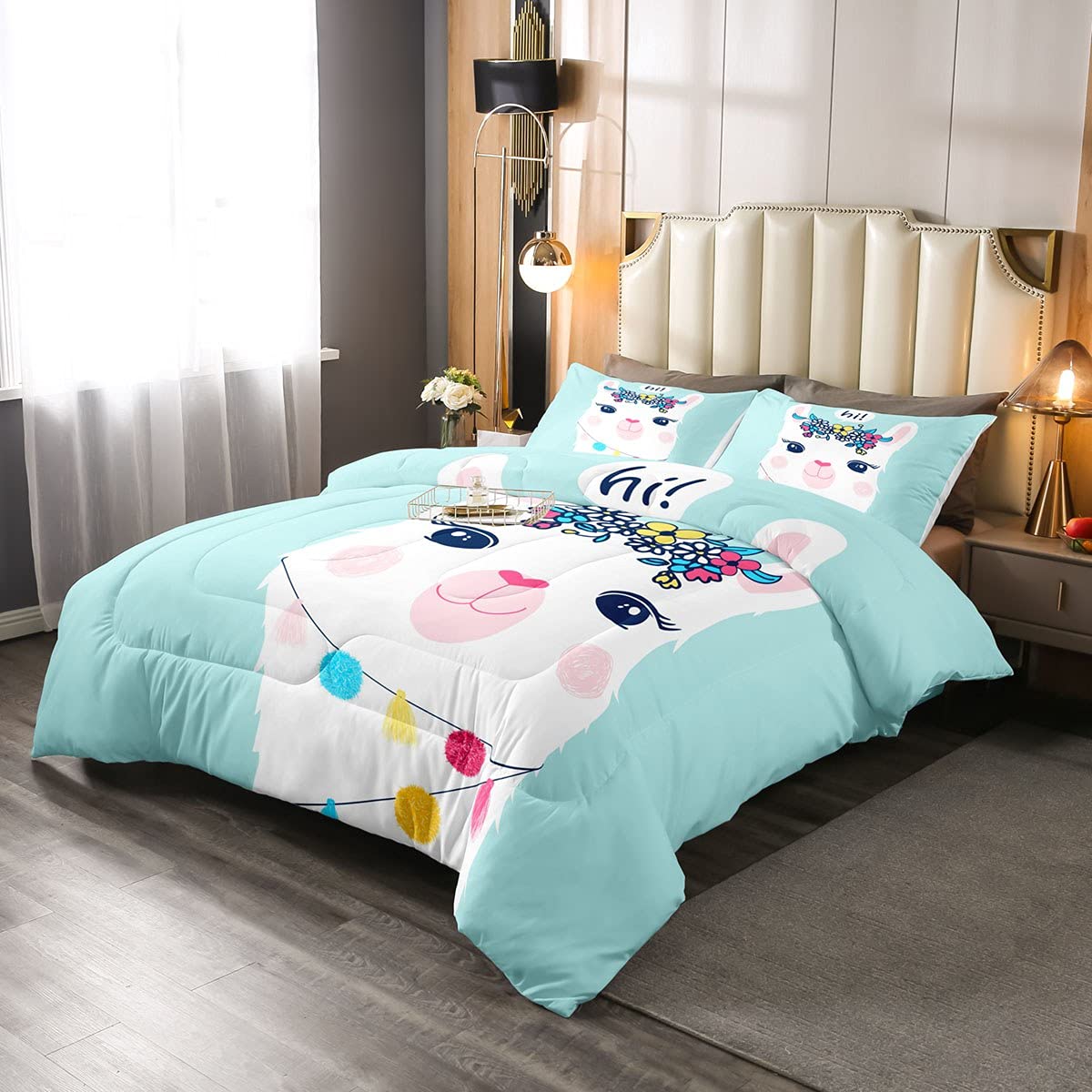 Cute Llama Queen Comforter - Soft Microfiber Alpaca Bedding - Multi 032 Queen - comforter