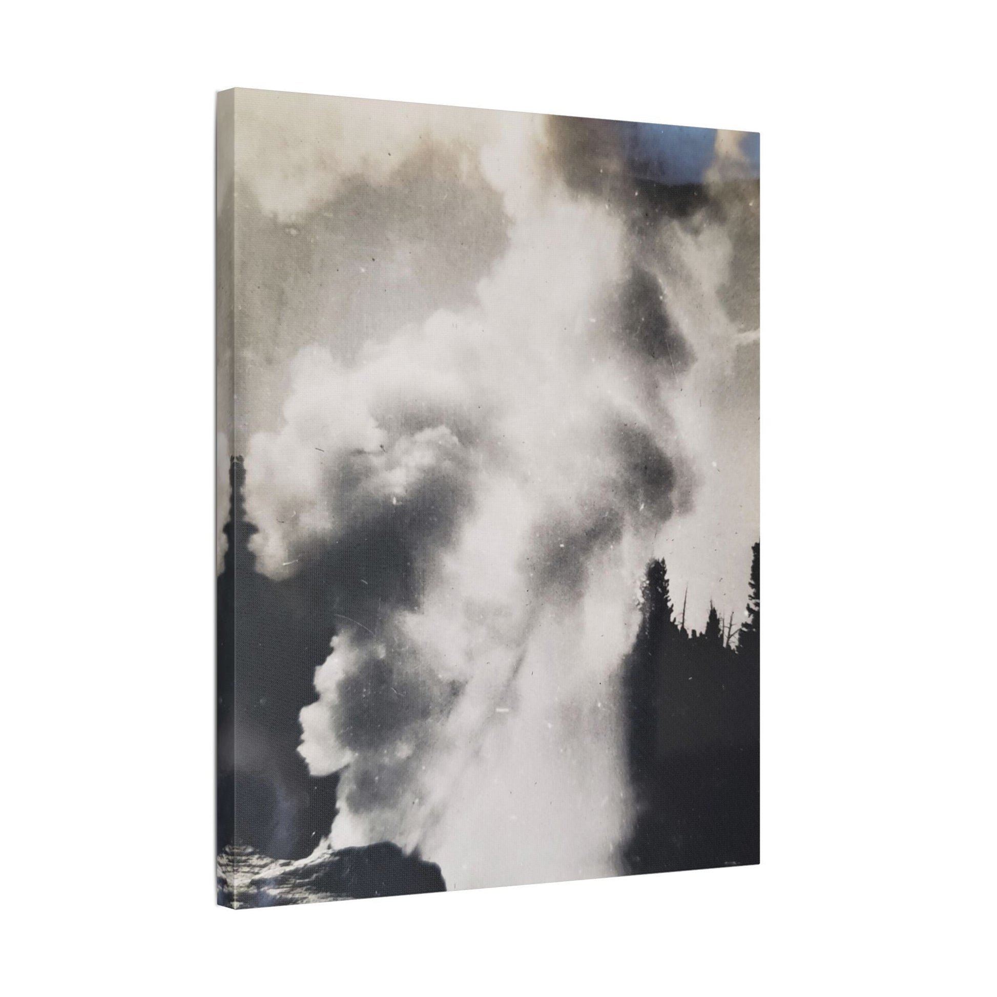 Riverside Geyser Yellowstone Satin Canvas Stretched
