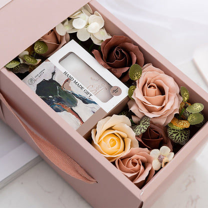 Rose Flower Soap Flower Gift Box Valentine's Day Gift Handmade Soap Hand Bouquet Flower Box - - 0