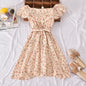 Floral Off-Shoulder Dress with Flared Hem for Women - Apricot One size - dress
