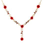 Retro French Rose Bracelet Necklace Earring Set Red Rose Jewelry Set Necklaces