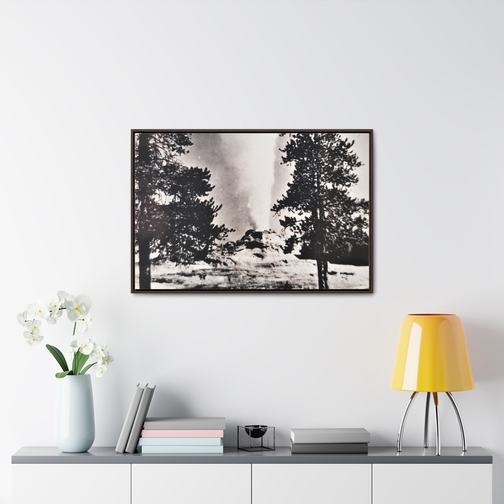 Castle Geyser Yellowstone Gallery Canvas Wraps Horizontal Frame - 36″ x 24″ Walnut 1.25" - Canvas