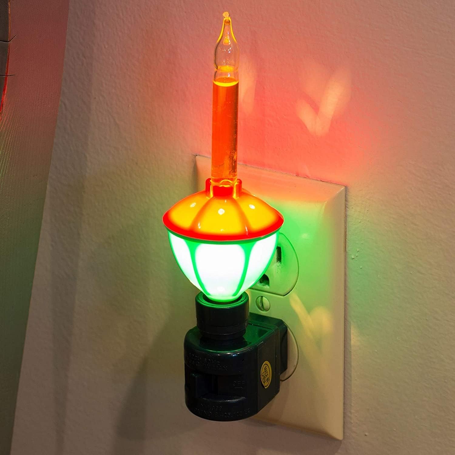 Red and Green Christmas Bubble Night Light - - Christmas