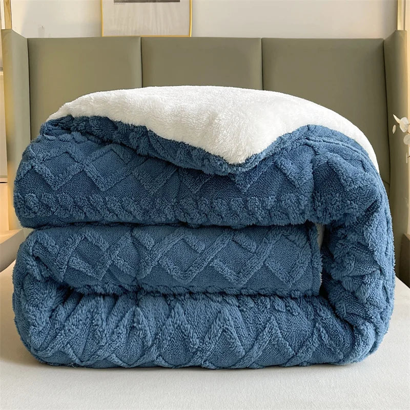 Nordic StyleSolid Sherpa Faux Fur Thicken Quilt