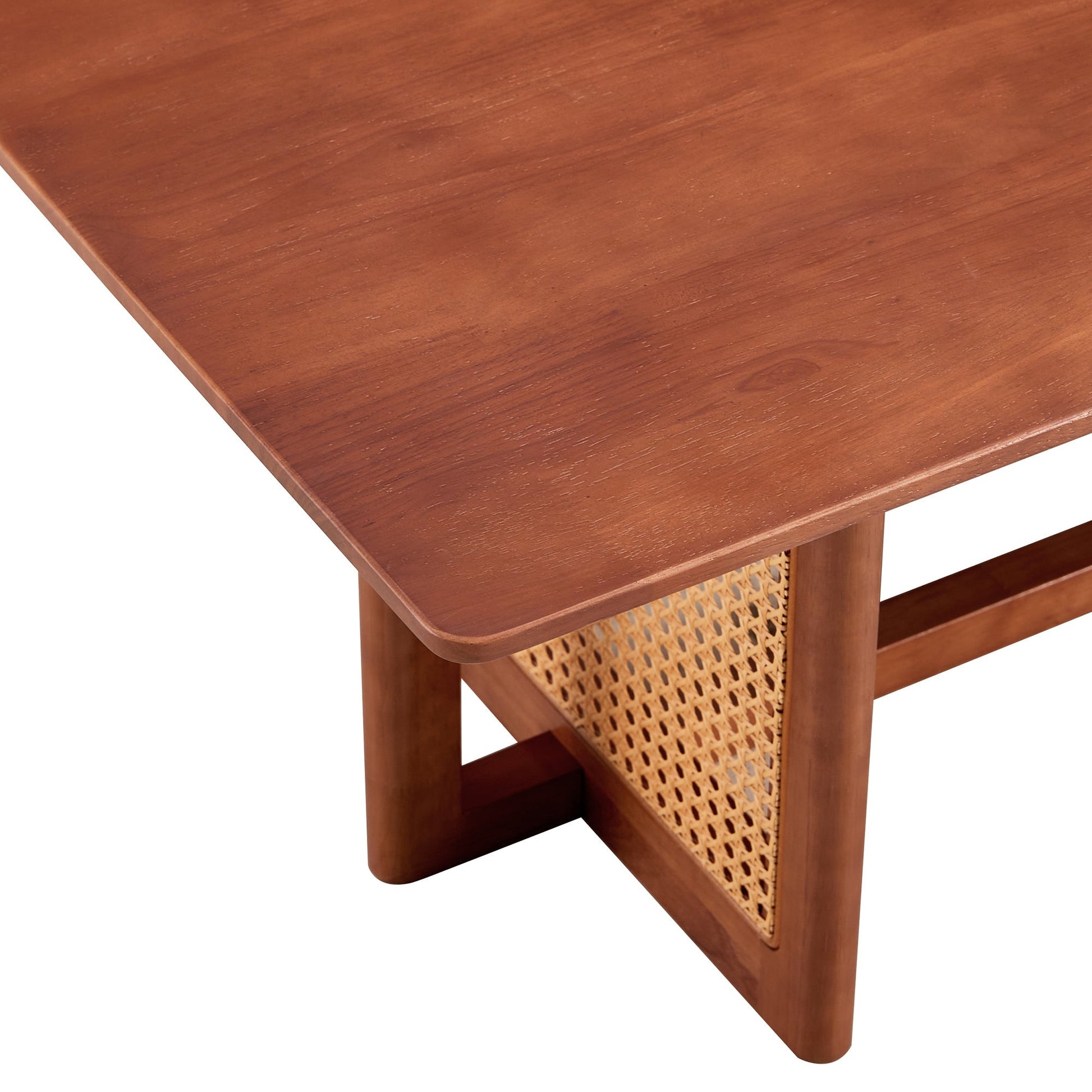 Chinese Style Imitation Rattan Tea Table Walnut Color - - Furniture