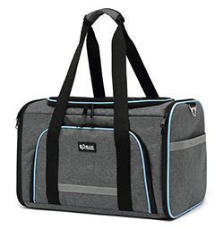 Portable One-Shoulder Folding Pet Carrier Bag - Grey with orange border - pet carrier