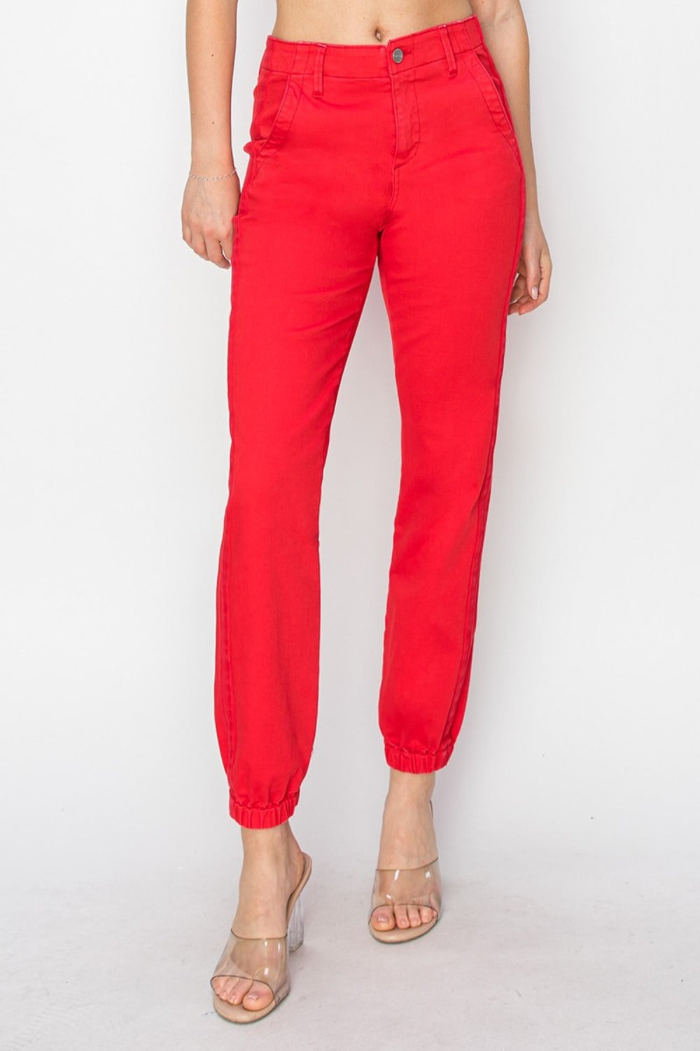 RISEN Red Denim Relaxed Jogger Jeans - - jeans