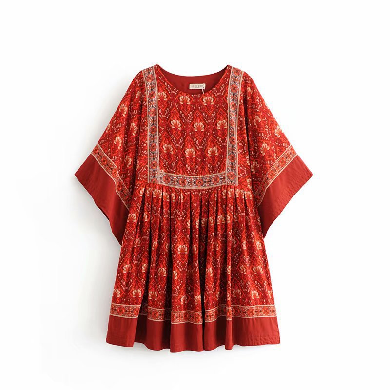 Crimson Retro High-Waist Maxi - Red One Size - dress