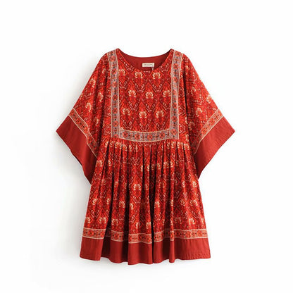 Crimson Retro High-Waist Maxi - Red One Size - dress