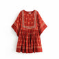 Crimson Retro High-Waist Maxi - Red One Size - dress