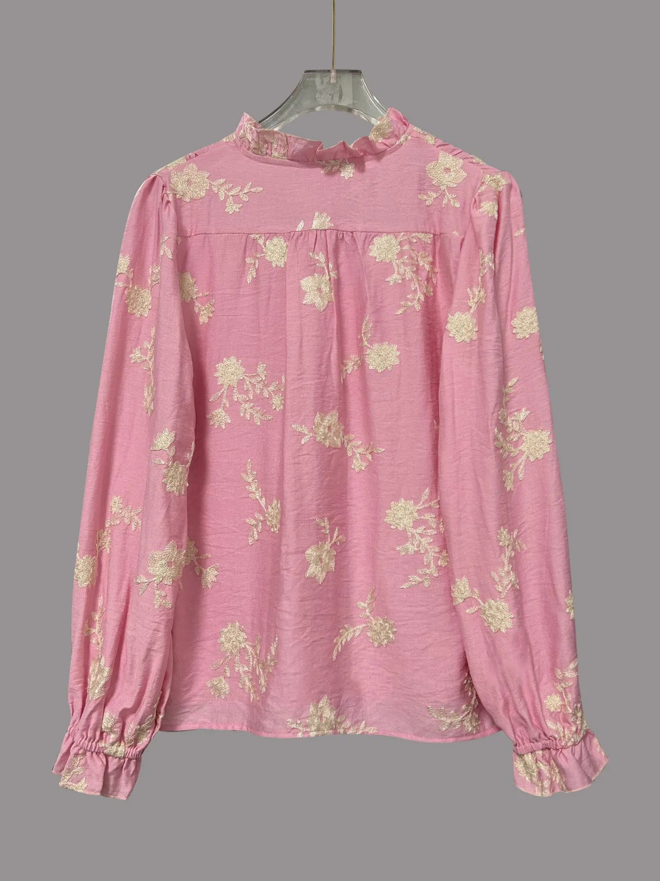Flower Button Up Long Sleeve Shirt - -