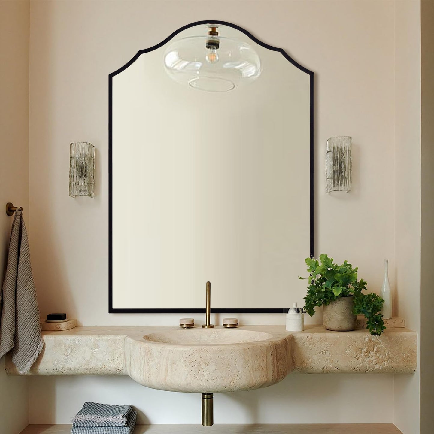 Autdot ArchCraft 40x28 Black Metal Wall Mirror - - Mirror
