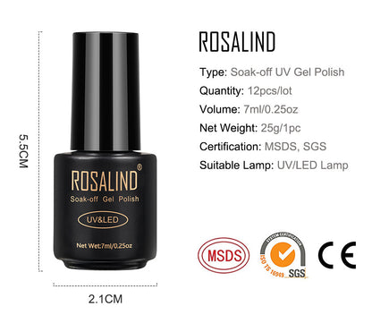 ROSALIND Fluorescent Gel Nail Polish Set 12 Bottles - - gel polish