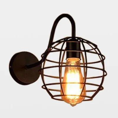 Single Head Industrial Vintage Retro Wooden Metal Wall Lamp