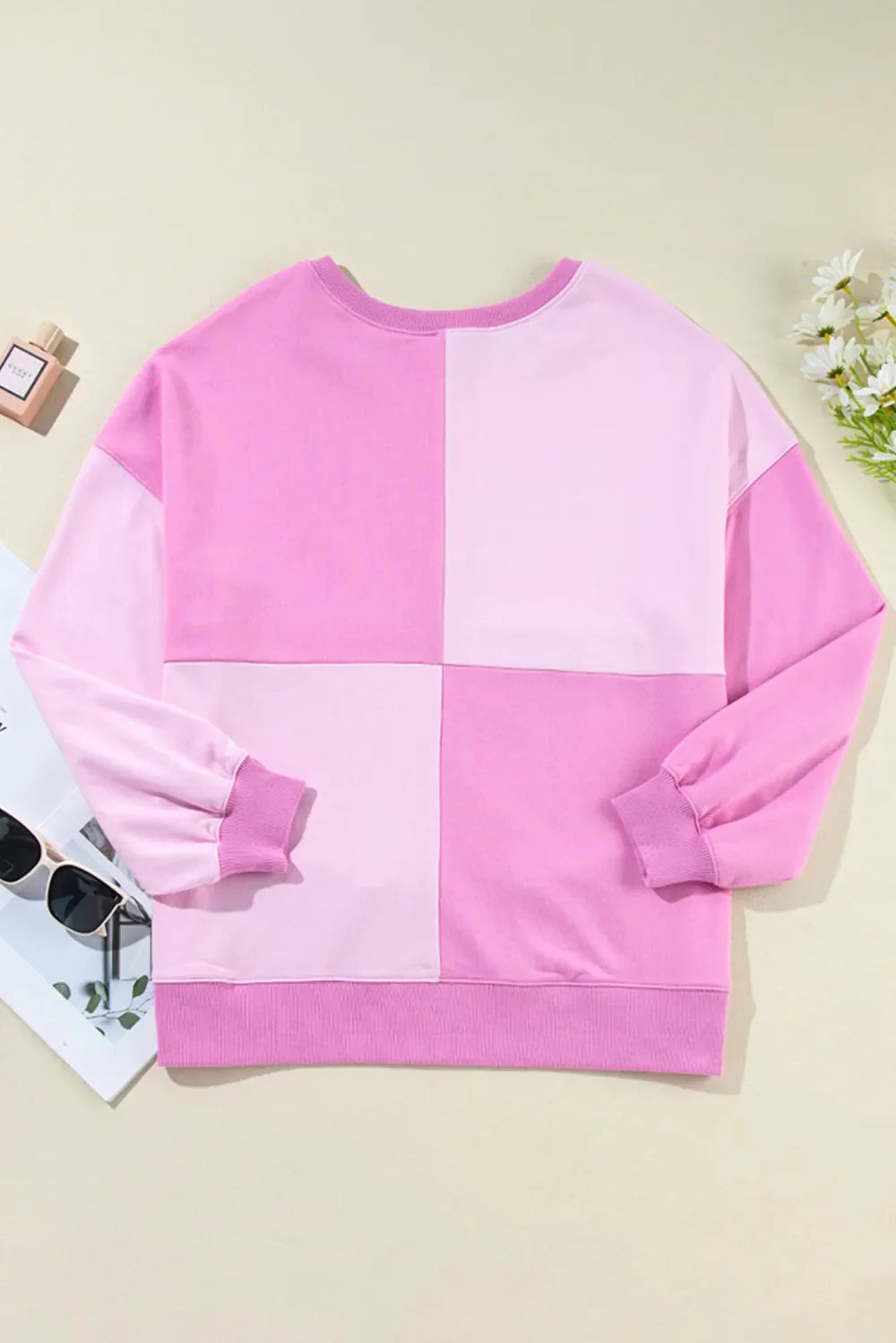 Color Block Half Button Long Sleeve Sweatshirt - -