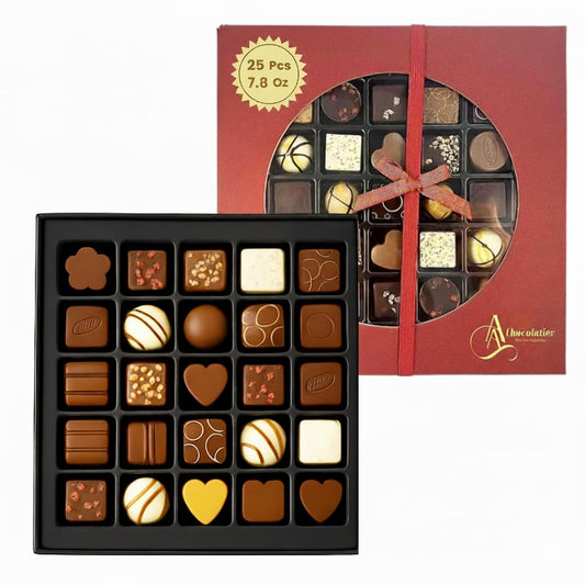 Andy Anand Gourmet Velvet Belgian Chocolate Bonbons Gift Box, 25 pc – Assorted Bon Bon Collection - - Food & Beverages > Desserts & Sweets > Chocolate