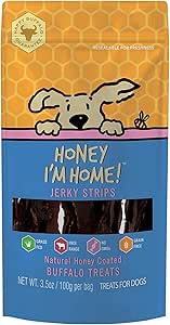 Honey I'm Home Buffalo Jerky Strips Dog Treats (3.5oz) - - Jerky Dog Treats