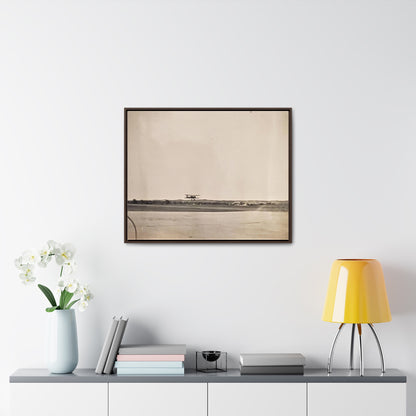 Plane Landing Omaha Airport 1939 Gallery Canvas 30″ x 24″ Walnut 1.25"