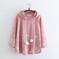 Japanese College Style Cartoon Snowflake Hoodie - Pink Free Size - hoodie