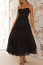 Ruched Smocked Back Cami Dress - Black -