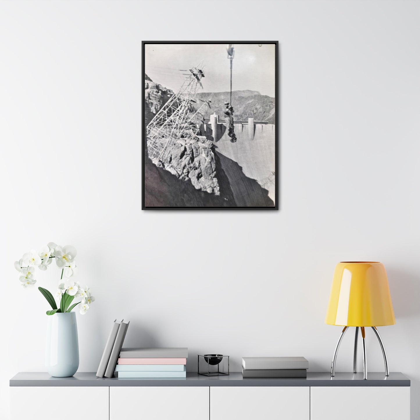 Suspended Boulder Dam Worker Gallery Canvas Wraps, Vertical Frame