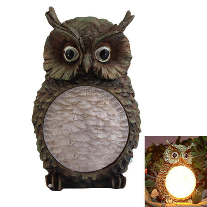 Solar Owl LED Garden Light with Resin Design - - garden light