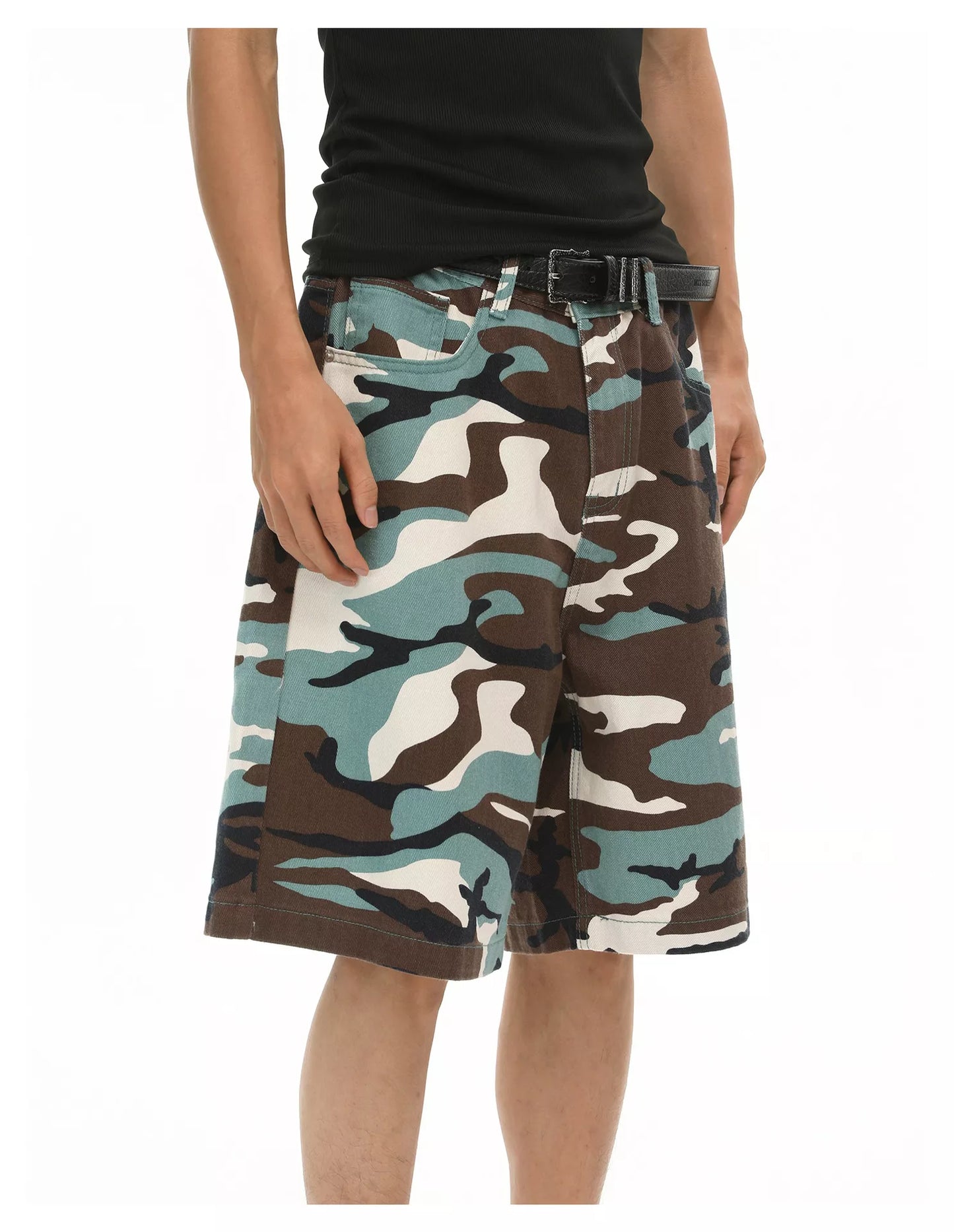 Men's Camouflage Denim Shorts - -