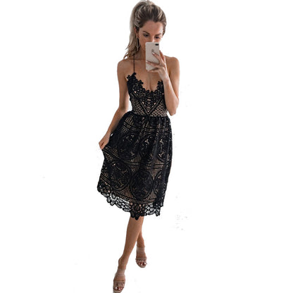 Sleeveless Lace Elegance Dress - - dress
