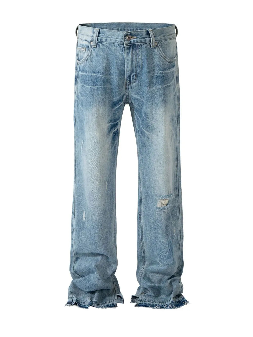Men's Distressed Raw Hem Jeans - -