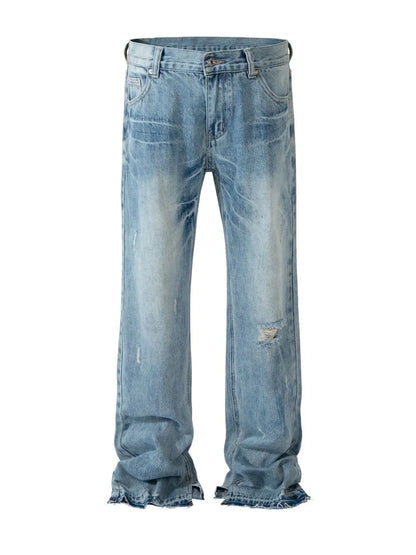 Men's Distressed Raw Hem Jeans - -