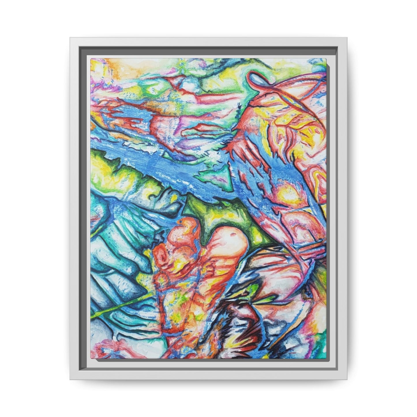 Multi-Color Abstract Framed Canvas Art Print - Kia Day Design
